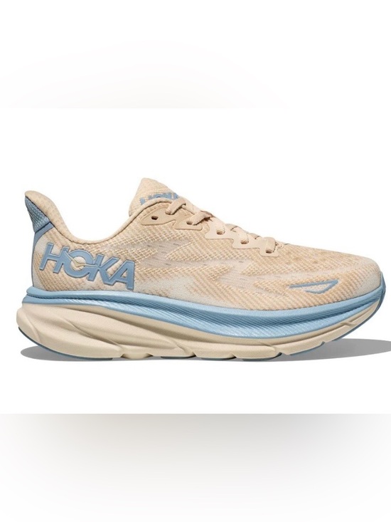 Hoka Shoes - Hoka Clifton 9 Size 8 Women's Running Shoe in Beige with Light Blue Accents